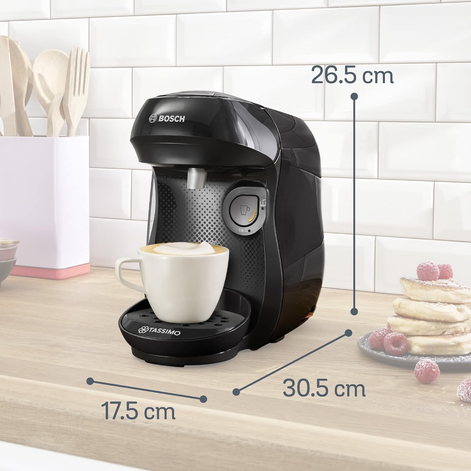 Bosch Tassimo Happy TAS1002 – Machine à café à capsules – Cafetière multi boissons pour plus de 40 boissons – Avec technologie intellibrew – 1400 W – Couleur : Noir