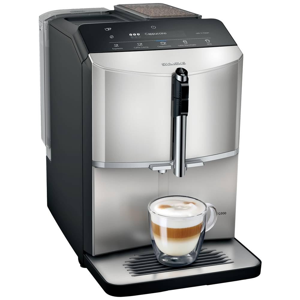SIEMENS, machine à café tout automatique, EQ300, ceramDrive, milkPerfect, fonction oneTouch, silver métallique, TF303E07
