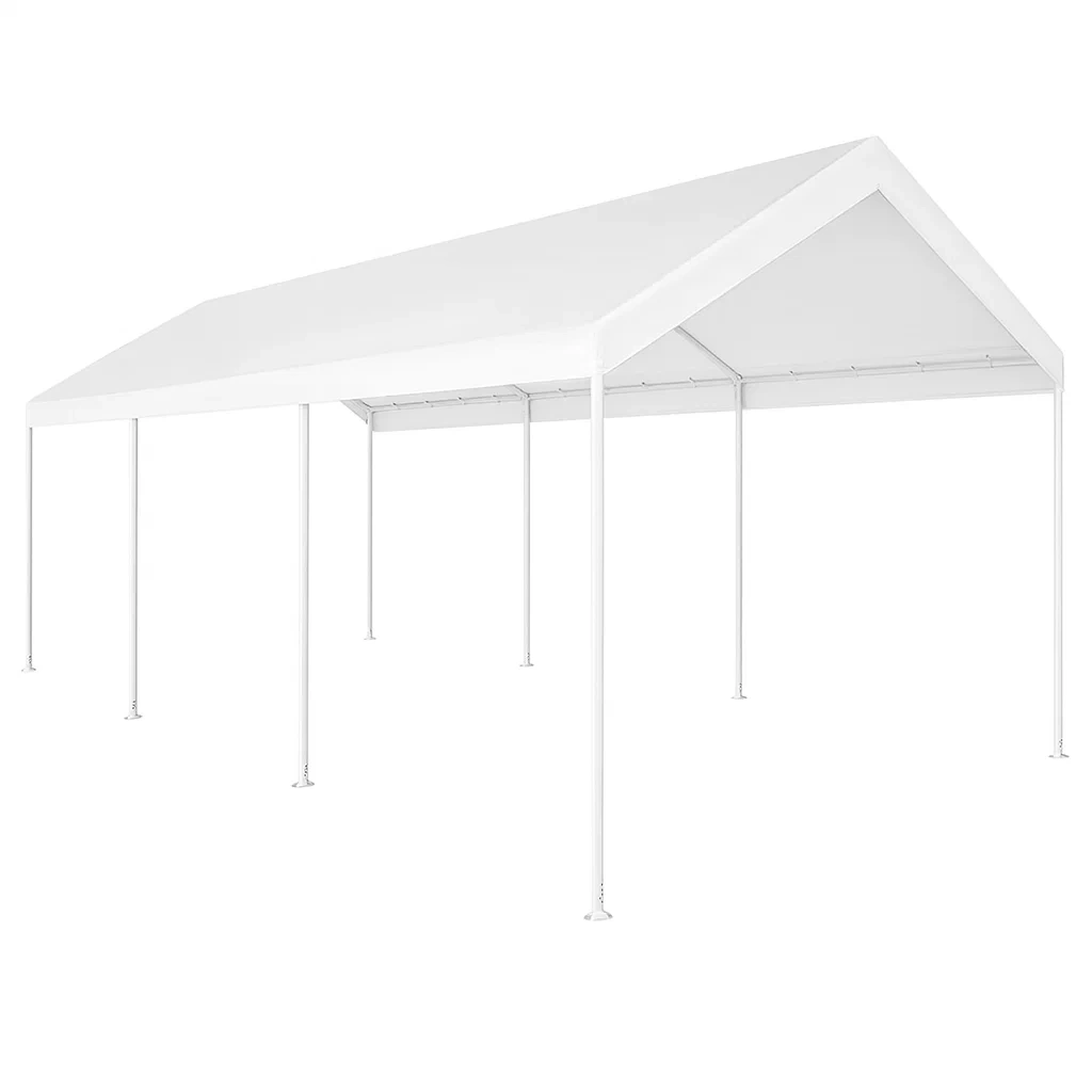 Carport rectangulaire en acier blanc