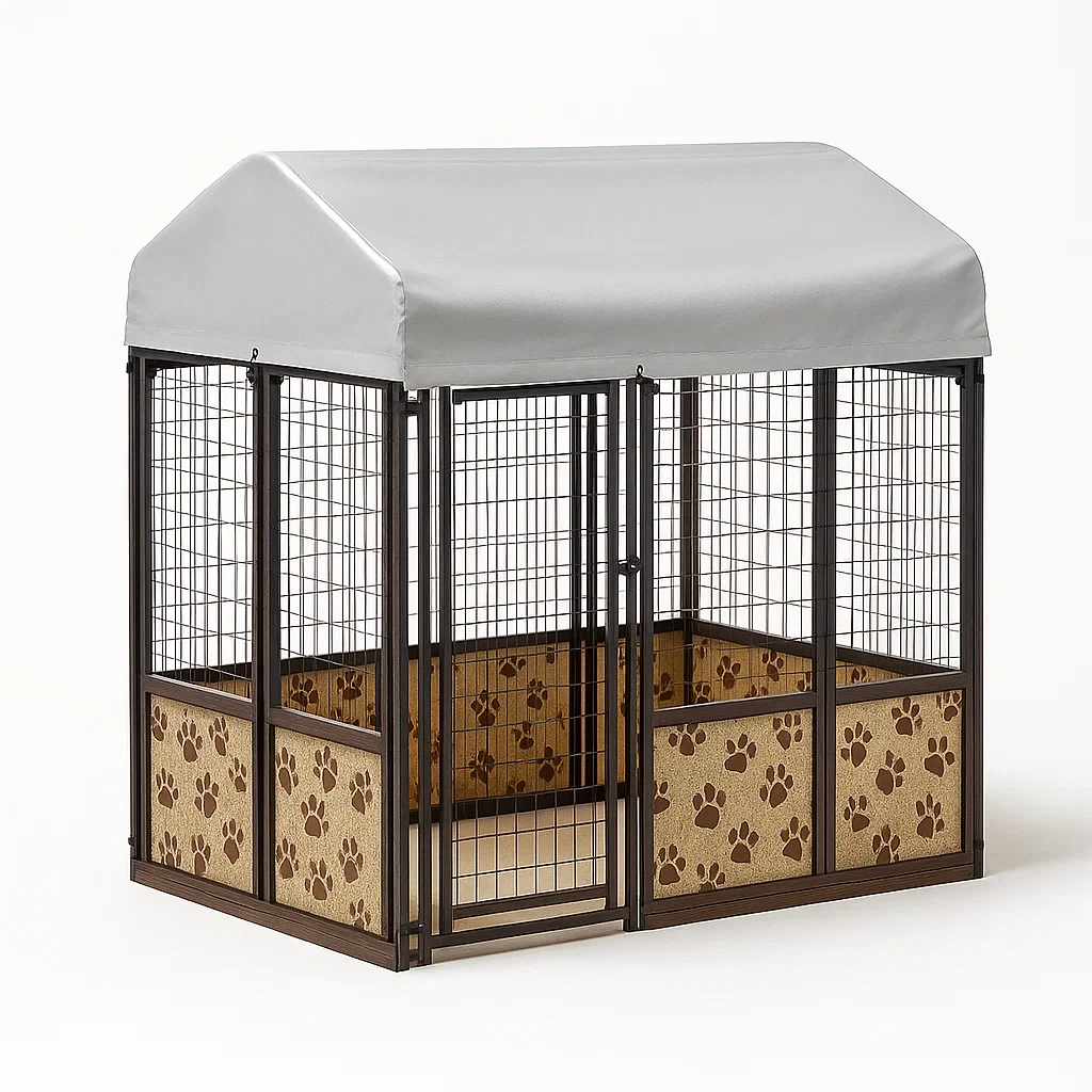 Parc pour animaux en métal avec toit amovible