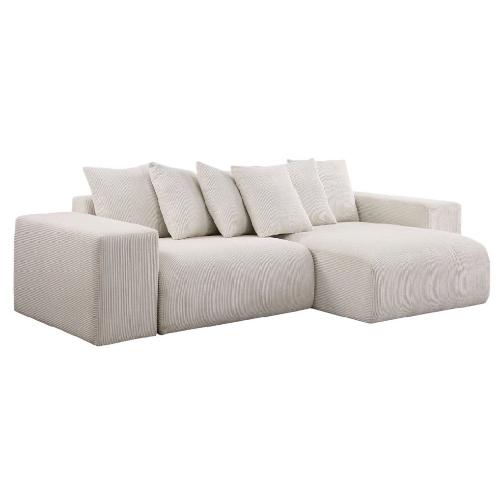 Canapé d’angle moderne en velours côtelé beige