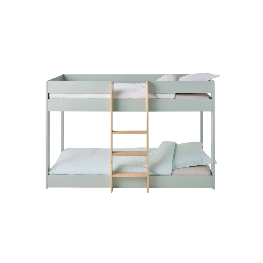 Lit superposé pour enfants — Vert clair avec échelle en bois