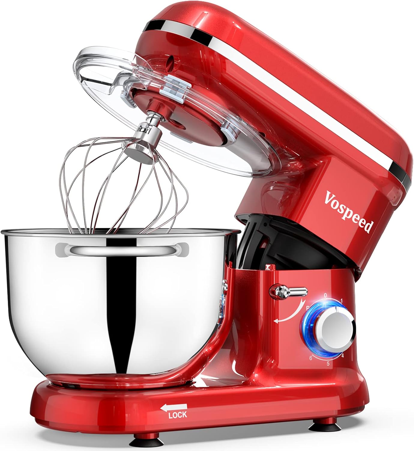 Vospeed Robot Patissier 1500W, 6QT Gateau Mélangeur lectrique Cuisine Avec Acier Inoxydable Bowl, Batteur, Crochet Pétrisseur, Fouet Pourcuisson, Lave-vaisselle (Noir)