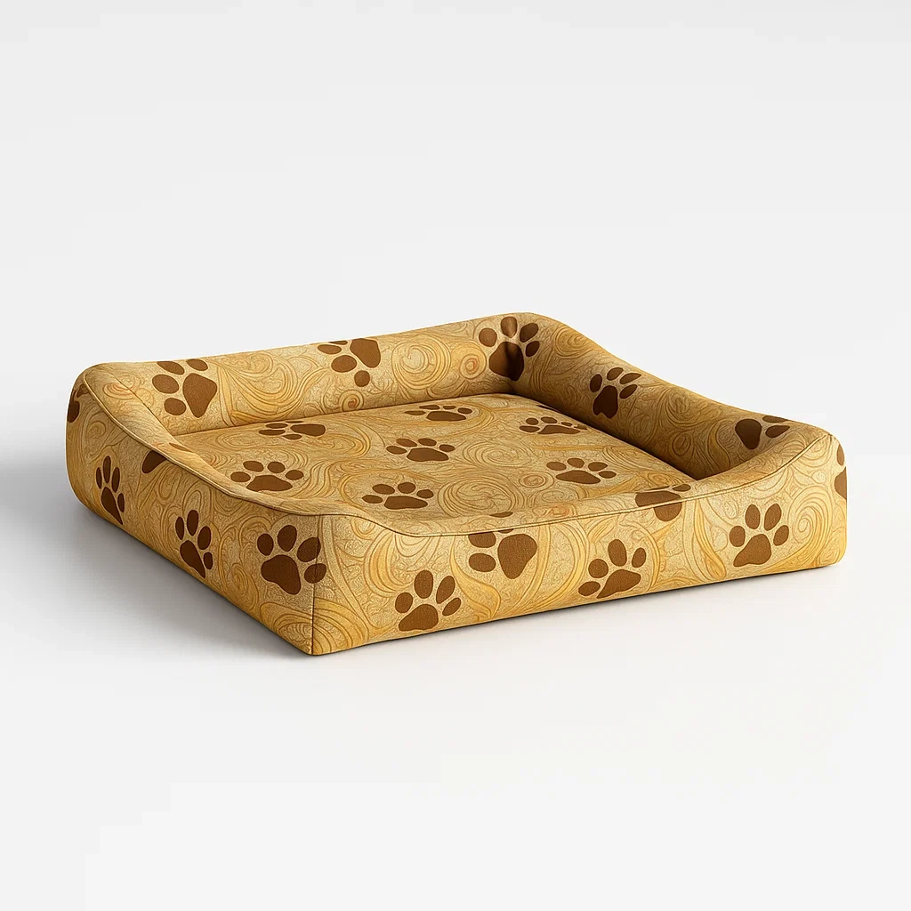 Coussin pour chien en tissu polyester beige/marron 90x70 cm