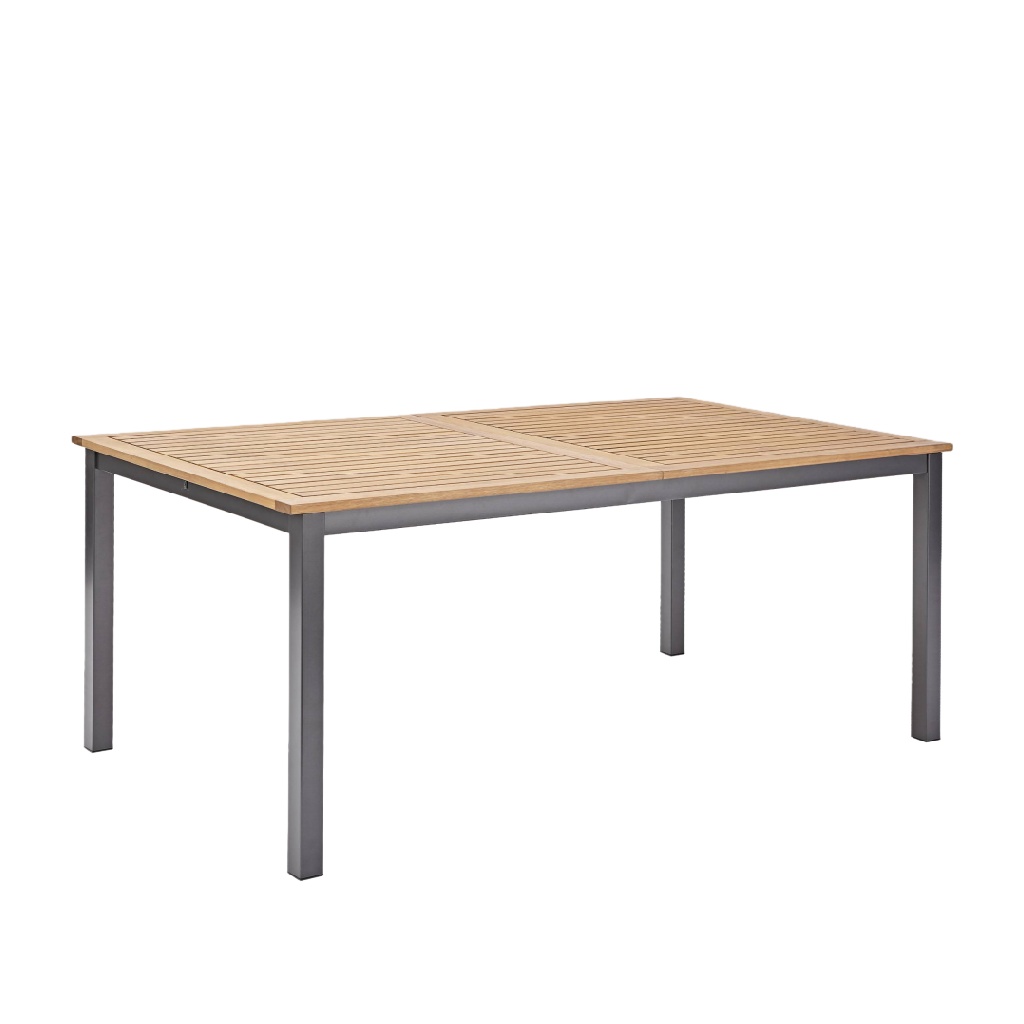 Table de jardin rectangulaire en aluminium et plateau en bois naturel – Style contemporain