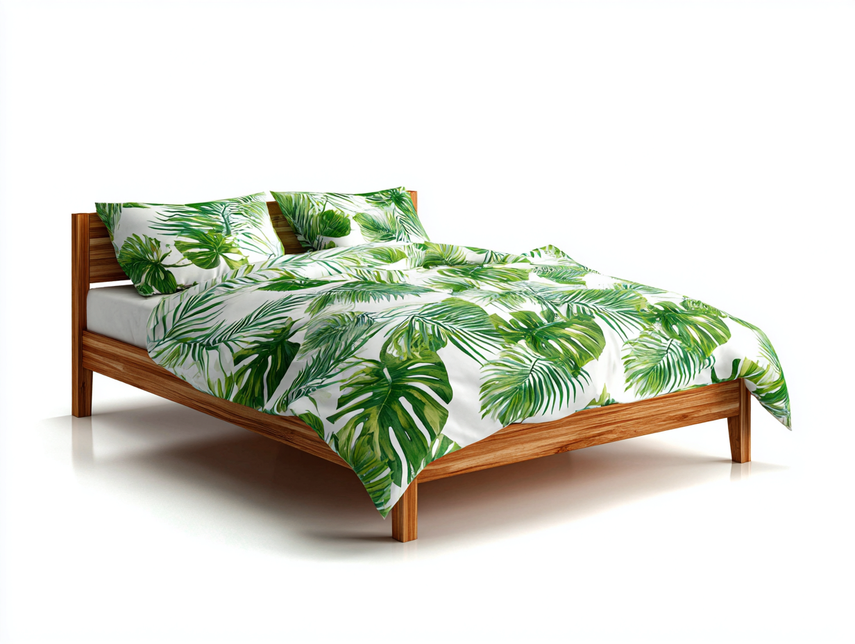 Lit double en bois 200x160x85 cm - bois naturel - design moderne