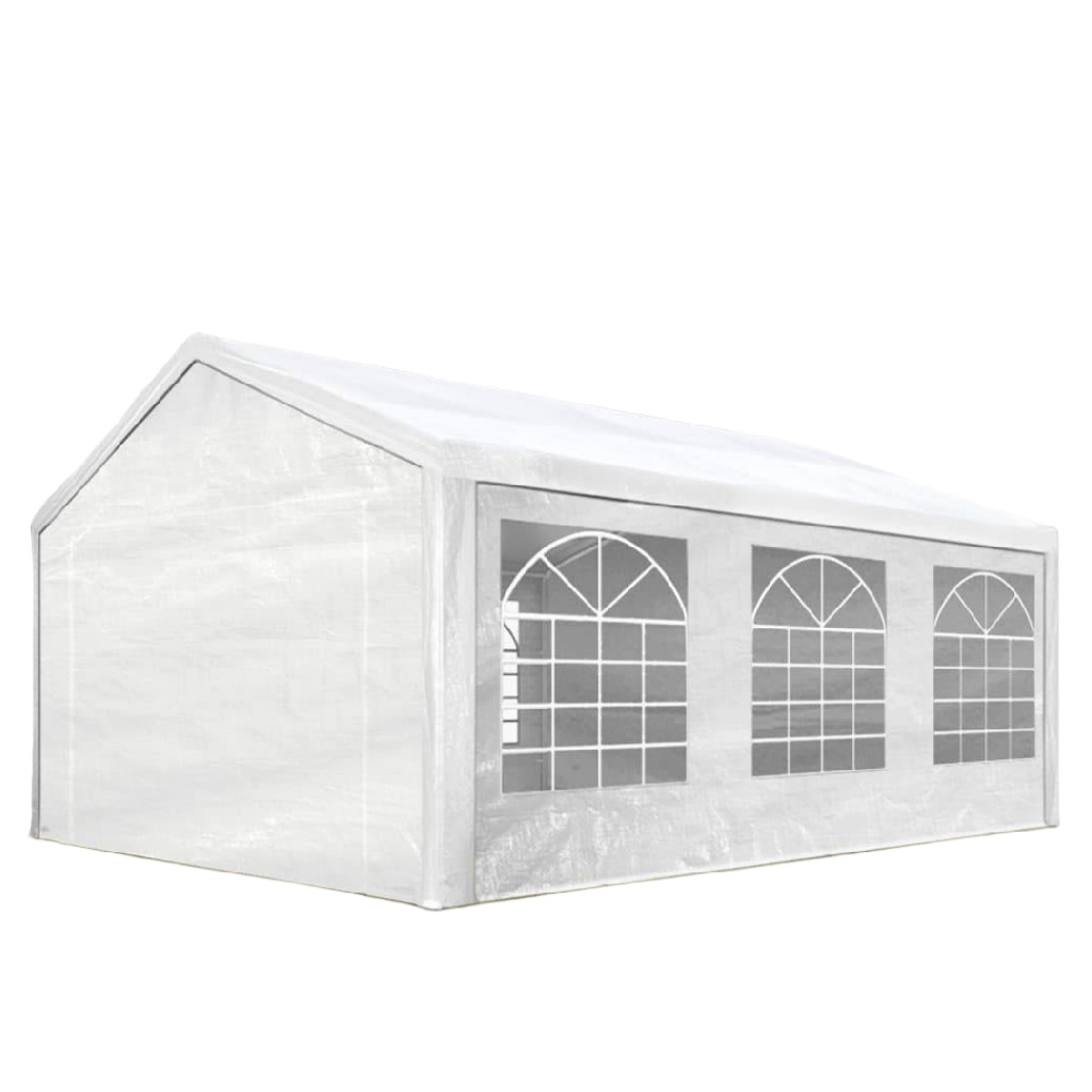 Tente de réception blanche en PE – pavillon de jardin 4x6 m avec fenêtres latérales – imperméable et stable