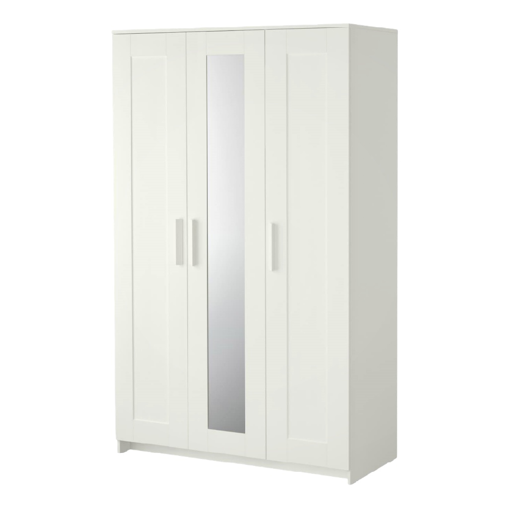 Armoire 3 portes blanche avec miroir central – style moderne épuré