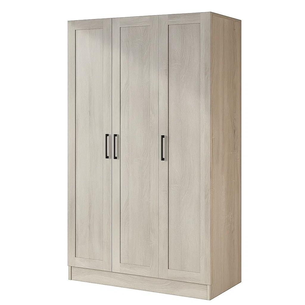 Armoire trois portes en panneaux de particules chêne clair