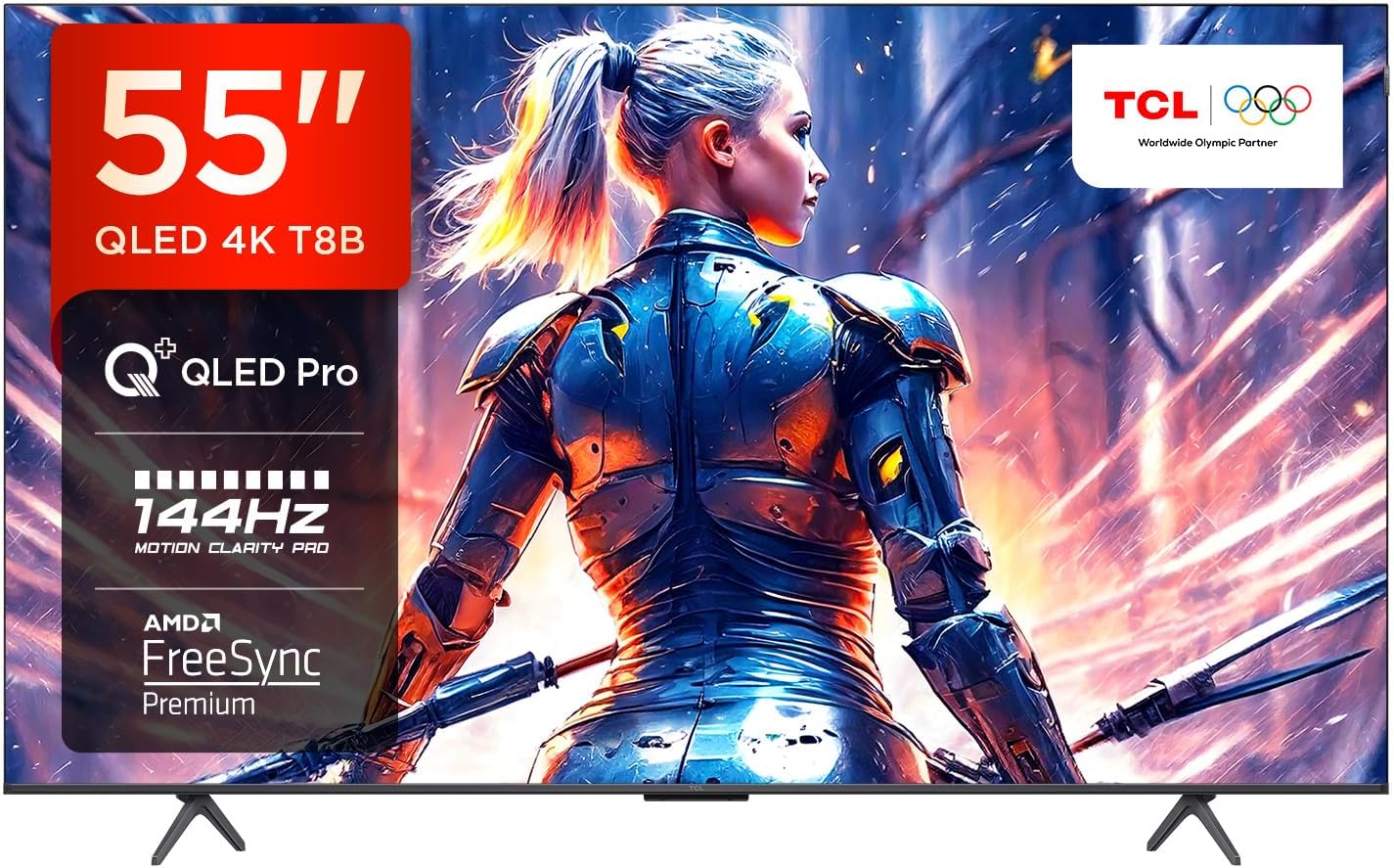TCL TV QLED 4K 139 cm 55T8B - QLED Pro - 144Hz - Google TV [Classe énergétique E]