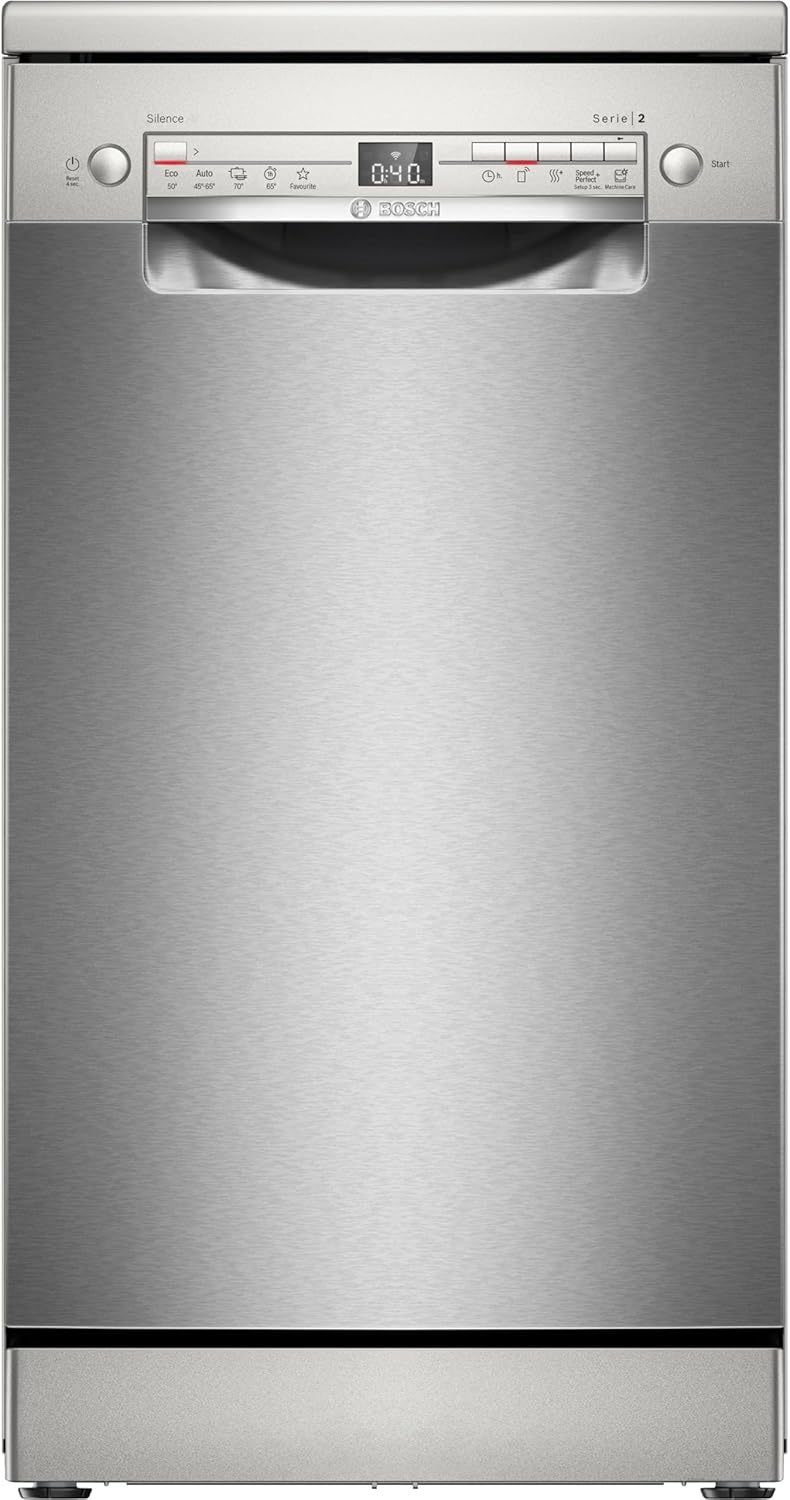 Bosch SPV2IKX10E Serie 2 Smarter Geschirrspüler vollintegriert, 45 cm breit, Besteckkorb, Extra Trocknen auf Knopfdruck, InfoLight roter Lichtpunkt am Boden, AquaStop Schutz gegen Wasserschäden, Weiß