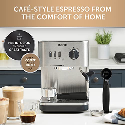 Breville Bijou VCF149 Machine à expresso, cappuccino et latte automatique et manuelle avec pompe à 15 bars et baguette à vapeur Argenté : Cuisine et Maison