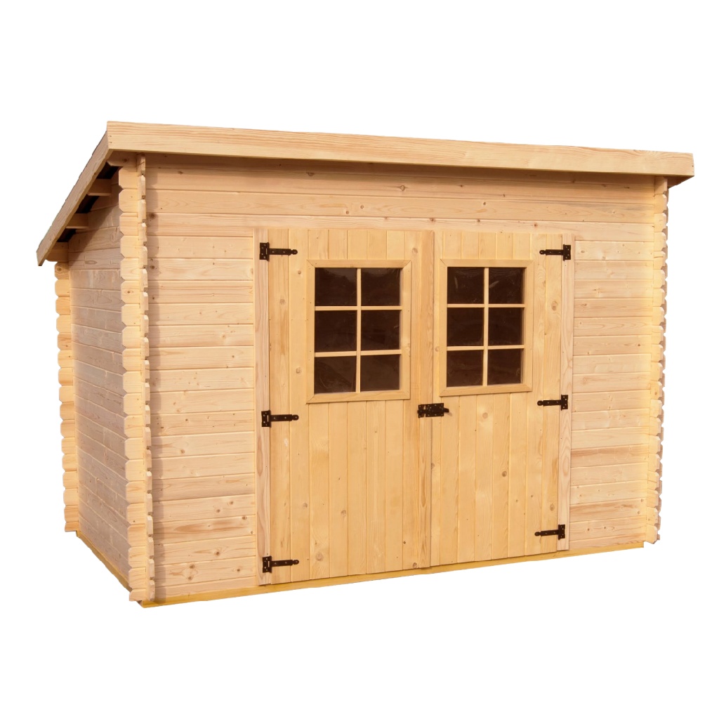 Abri de Jardin en Bois Massif à Toit Plat avec Double Porte – Style Scandinave