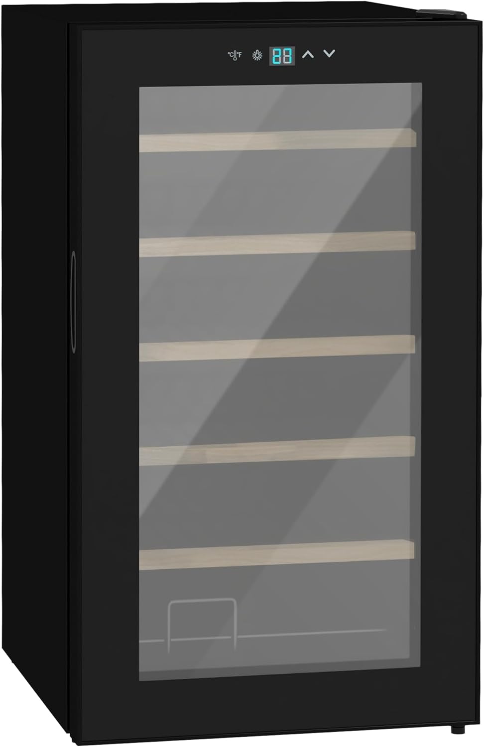 HOMCOM Cave à Vin 24 Bouteilles 65L, Haute Performance, Température Réglable 5-20° avec Éclairage LED, Panneau de Commande Tactile, 41dB Noir