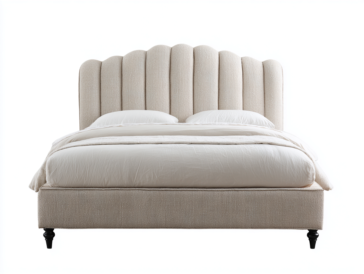 Lit double en tissu 200x160x115 cm - beige - design moderne