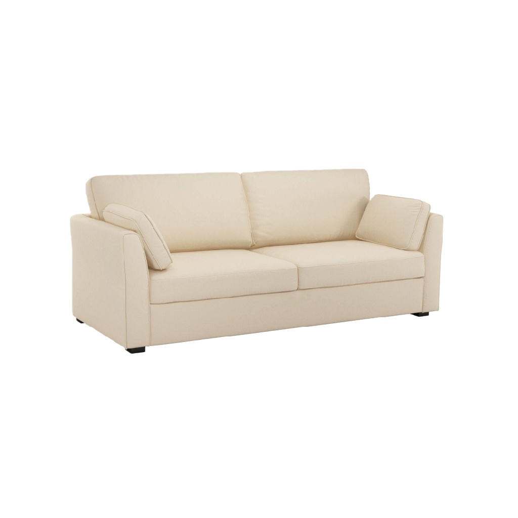 Canapé 3 places en tissu beige crème – design contemporain minimaliste