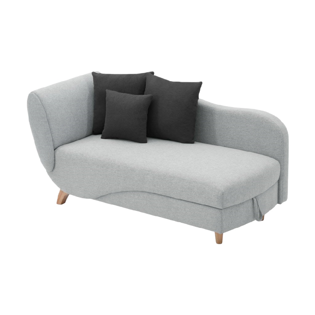 Méridienne en tissu gris clair avec coussins anthracite