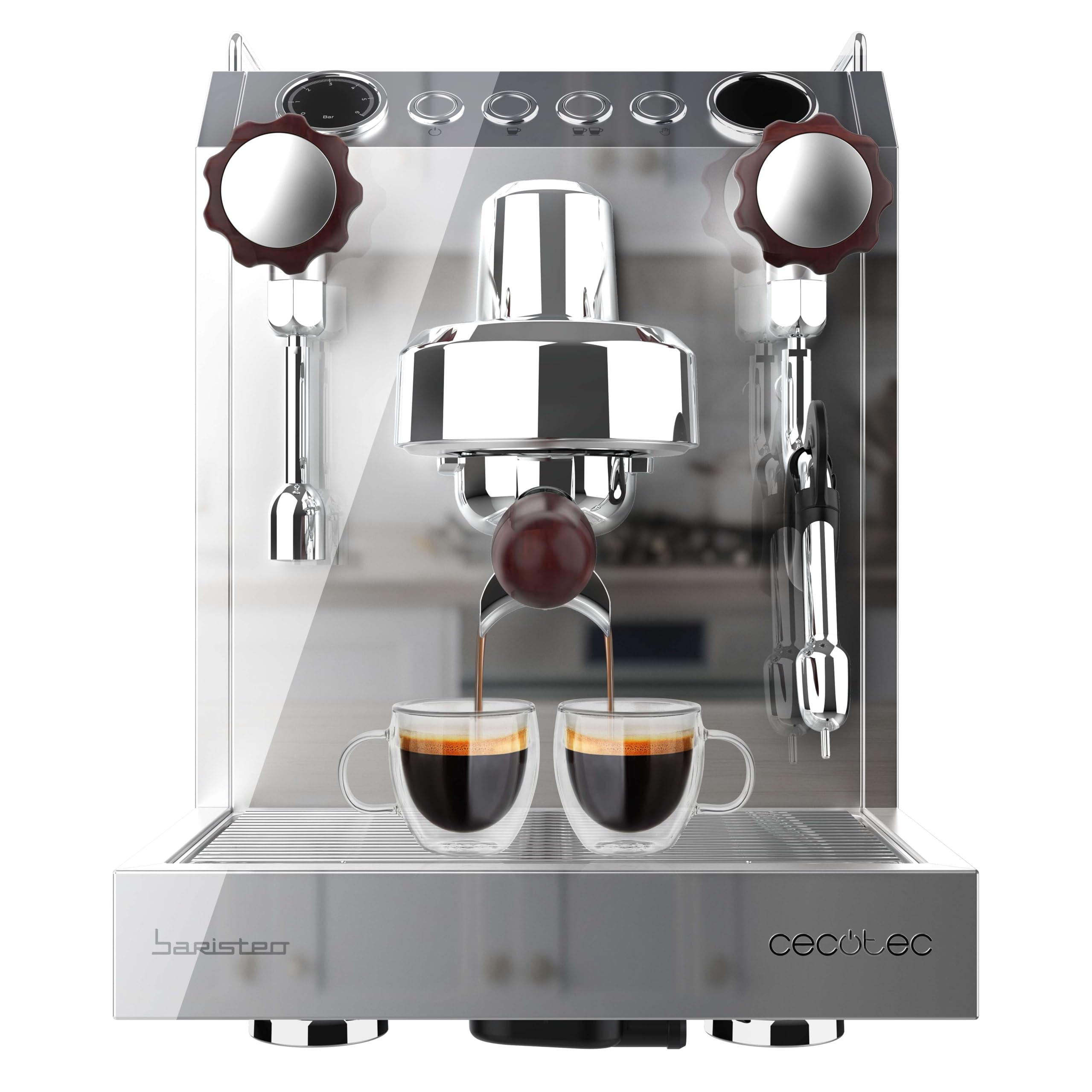 Cecotec Machine a Café Expresso Professionnelle Barista Baristeo Classic. Pré-Infusion Pour Meilleure Extraction, Réservoir Amovible 2,5 L, Pompe Ital