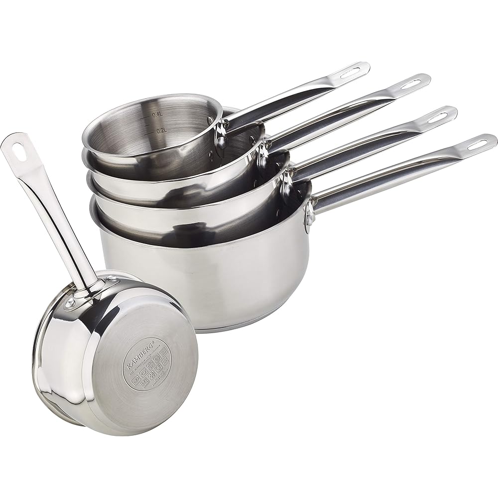 Kamberg - Gamme Pro - Batterie 5 Casseroles inox 12/14/16/18/20 cm - Acier Inoxydable Haute Qualité - Poignée anti chaleur Argent - Tous Feux dont Induction - 0008077 : Cuisine et Maison