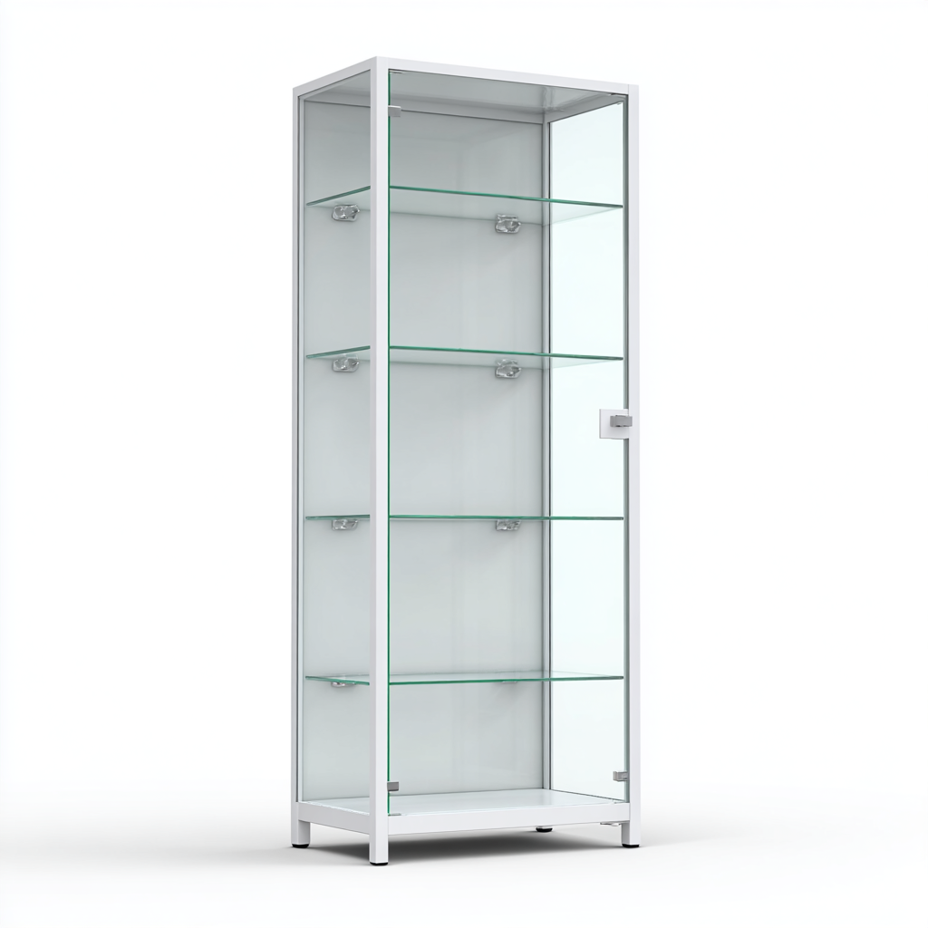 Vitrine en verre blanc avec étagères - Gofba Room