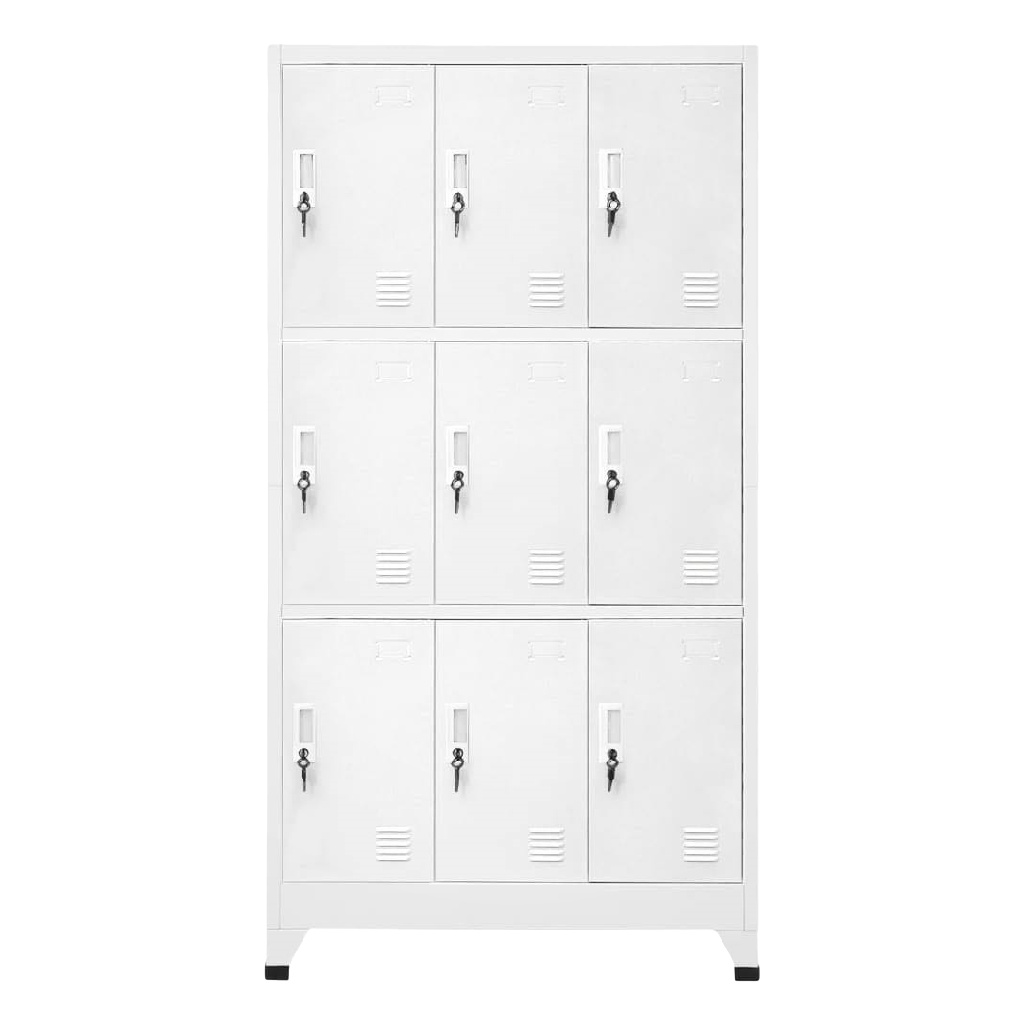 Casier métallique blanc à 9 compartiments — armoire de vestiaire verrouillable