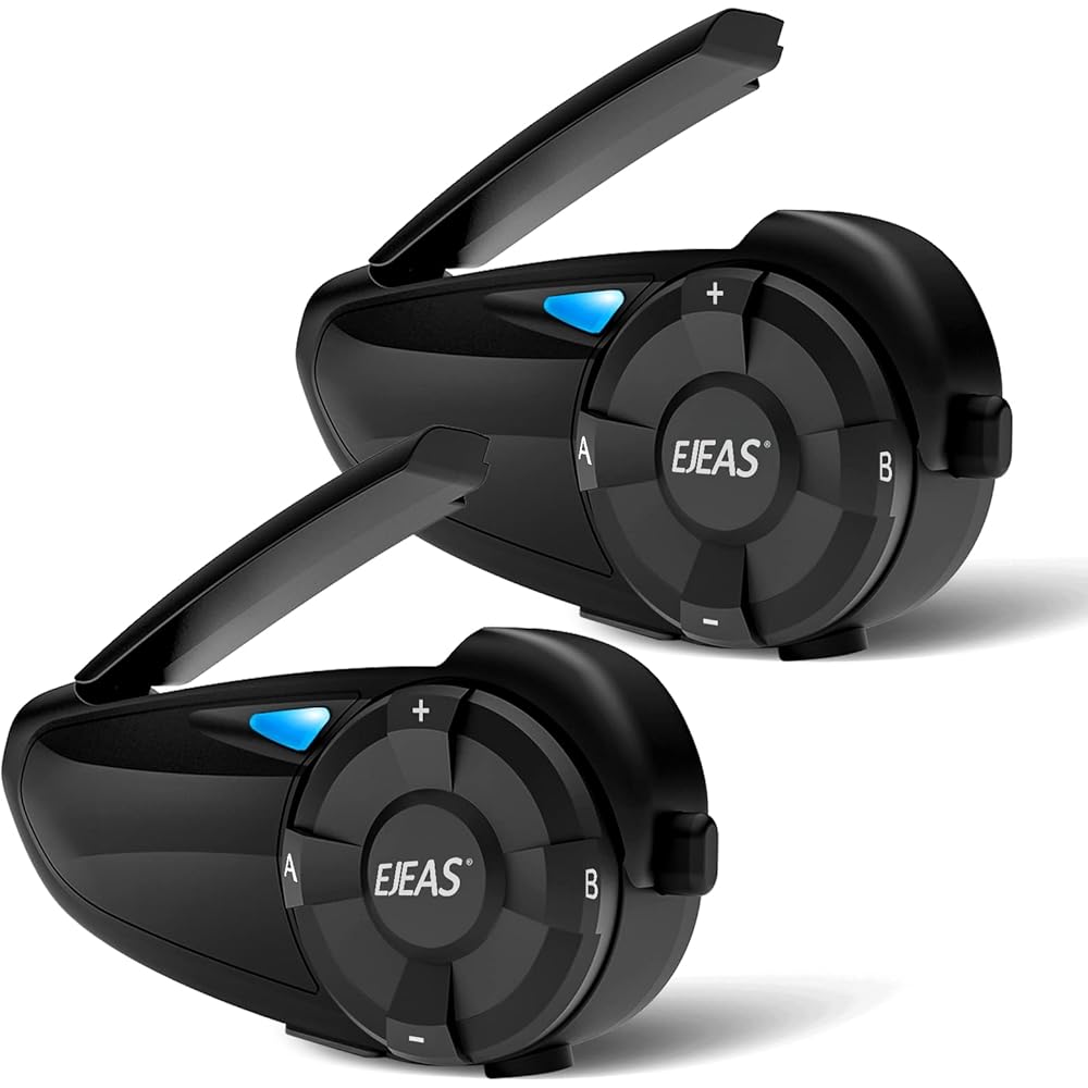EJEAS Q7 Lot de 2 Casques Bluetooth Intercom jusqu'à 7 Cavaliers CVC Réduction du Bruit FM Bluetooth 5.0 étanche : High-Tech