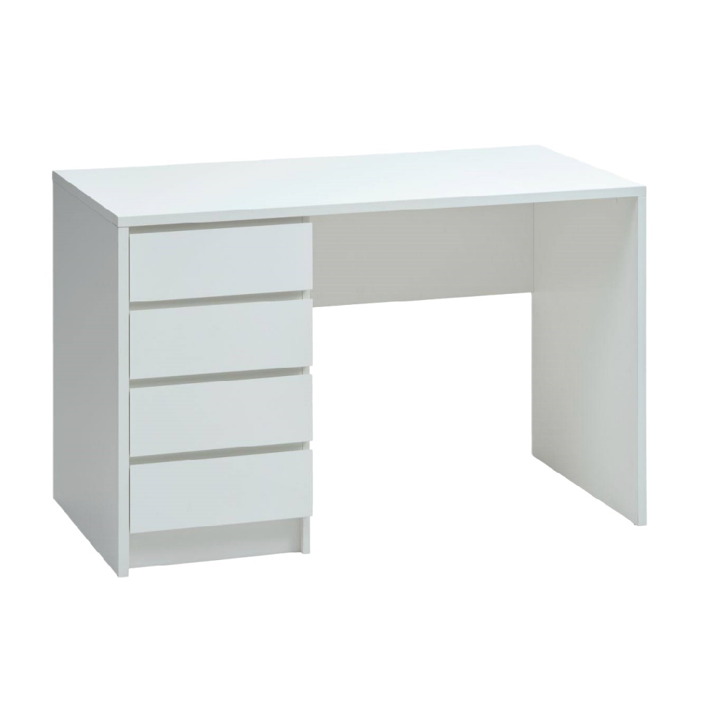 Bureau blanc moderne avec quatre tiroirs latéraux — Design épuré
