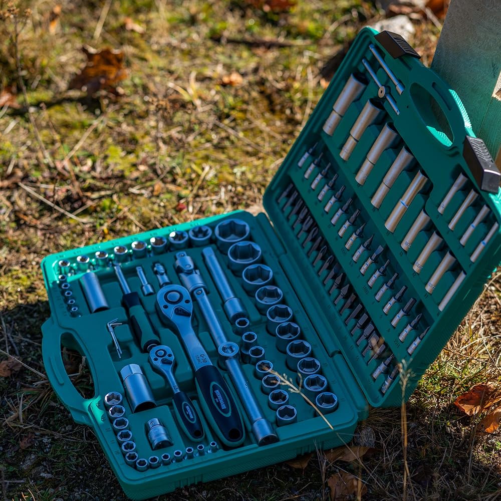 Lot douilles et cliquets 110 pièces | WIESEMANN 80126 | acier au chrome-vanadium | cliquets 1/2