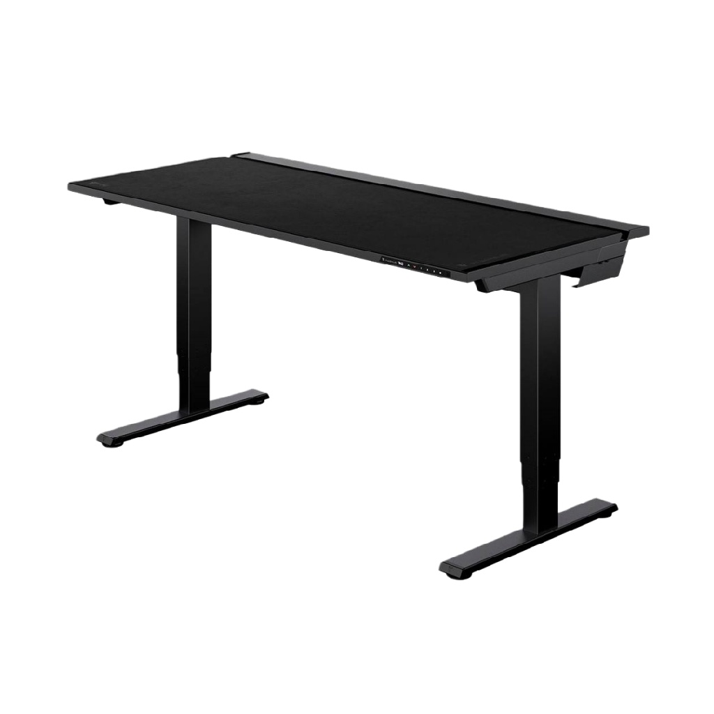 Bureau réglable en hauteur électrique tout noir avec système de commande — Design moderne