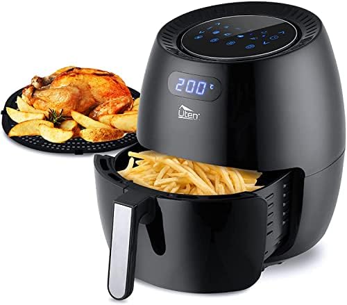 Friteuse Sans Huile, Uten Friteuse à Air 1800W, 6.5L Air Fryer  2 à 8 personnes, Panneau Tactile LED avec 8 Programmes, Paniers Antiadhésifs, Sans BPA/PFOA : Cuisine et Maison