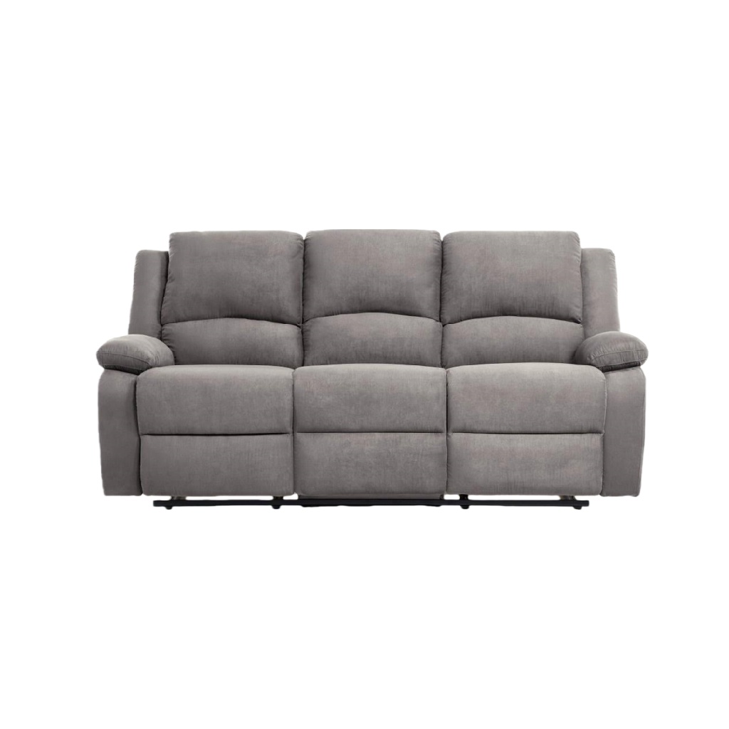 Canapé relax 3 places en tissu gris avec dossier inclinable