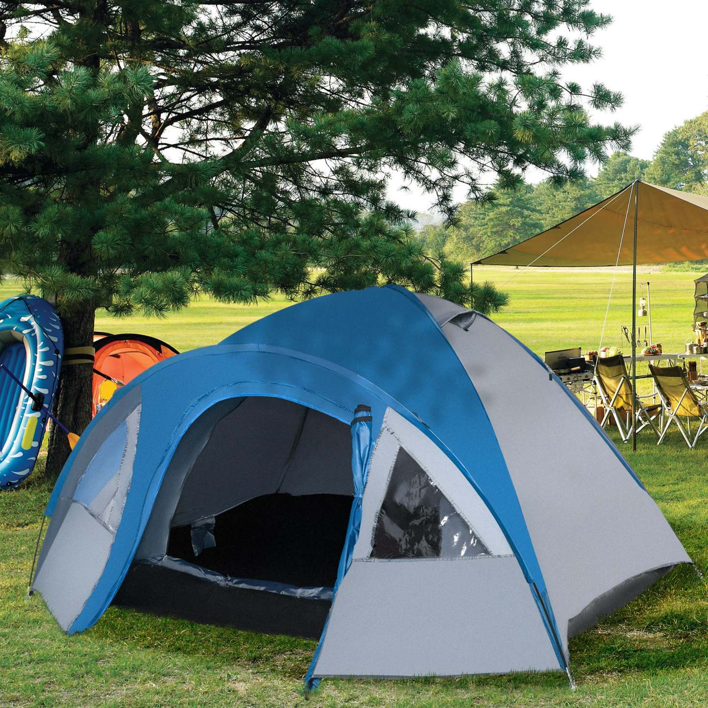 Outsunny Campingzelt 4 Personen 4-Jahreszeiten mit Vorraum Outdoor