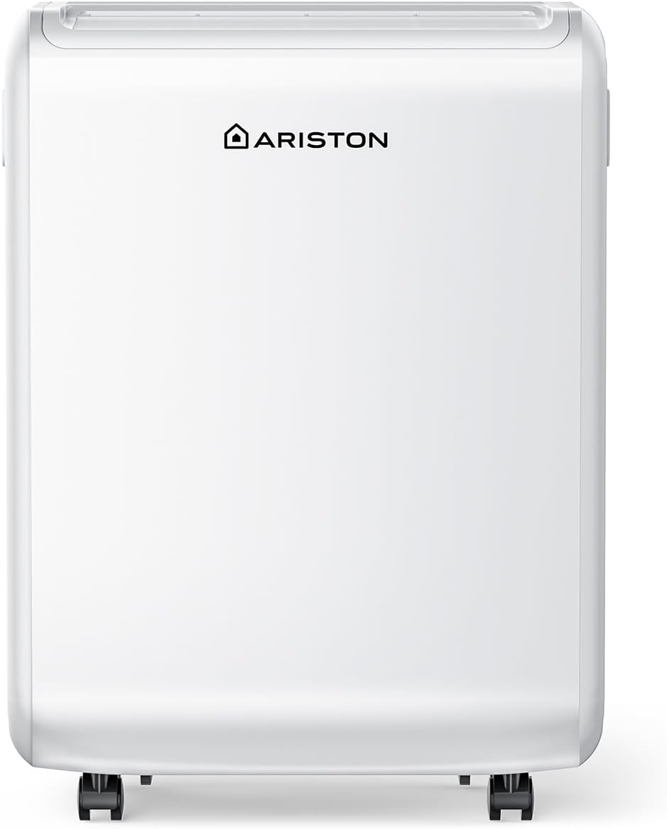 Ariston Deos Evo 12 Déshumidificateur, Elimine l'humidité jusqu'à 12L/jour, Silencieux, pour des pièces jusqu'à 35 m²