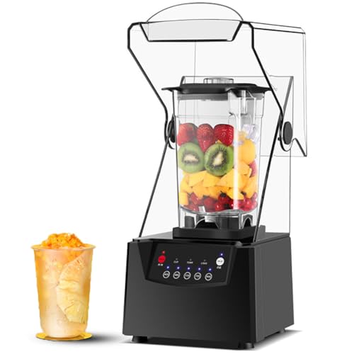 Mélangeur Commercial Silencieux, Machine de Cuisson à paroi cassée silencieuse de 1000 W avec récipient de 2 L, Machine à Smoothie de mélangeur de 17 000 TR/Min avec Moteur en cuivre Pur pour : Cuisine et Maison