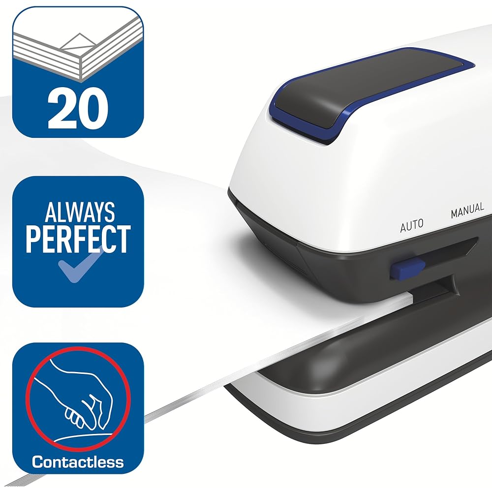 RAPID Optima GripE - Agrafeuse de Bureau Automatique, Agrafeuse Électrique Sans Contact avec 1000 Agrafes Incluses, Capacité 20 Feuilles (2102349) : Fournitures de bureau