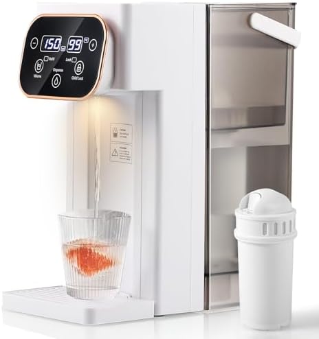 CGOLDENWALL Distributeur d'eau Chaude Filtrée, Chauffage Rapide, 12 Réglages de Température & 8 Réglages de Volume, Écran Tactile, 3L : Cuisine et Maison