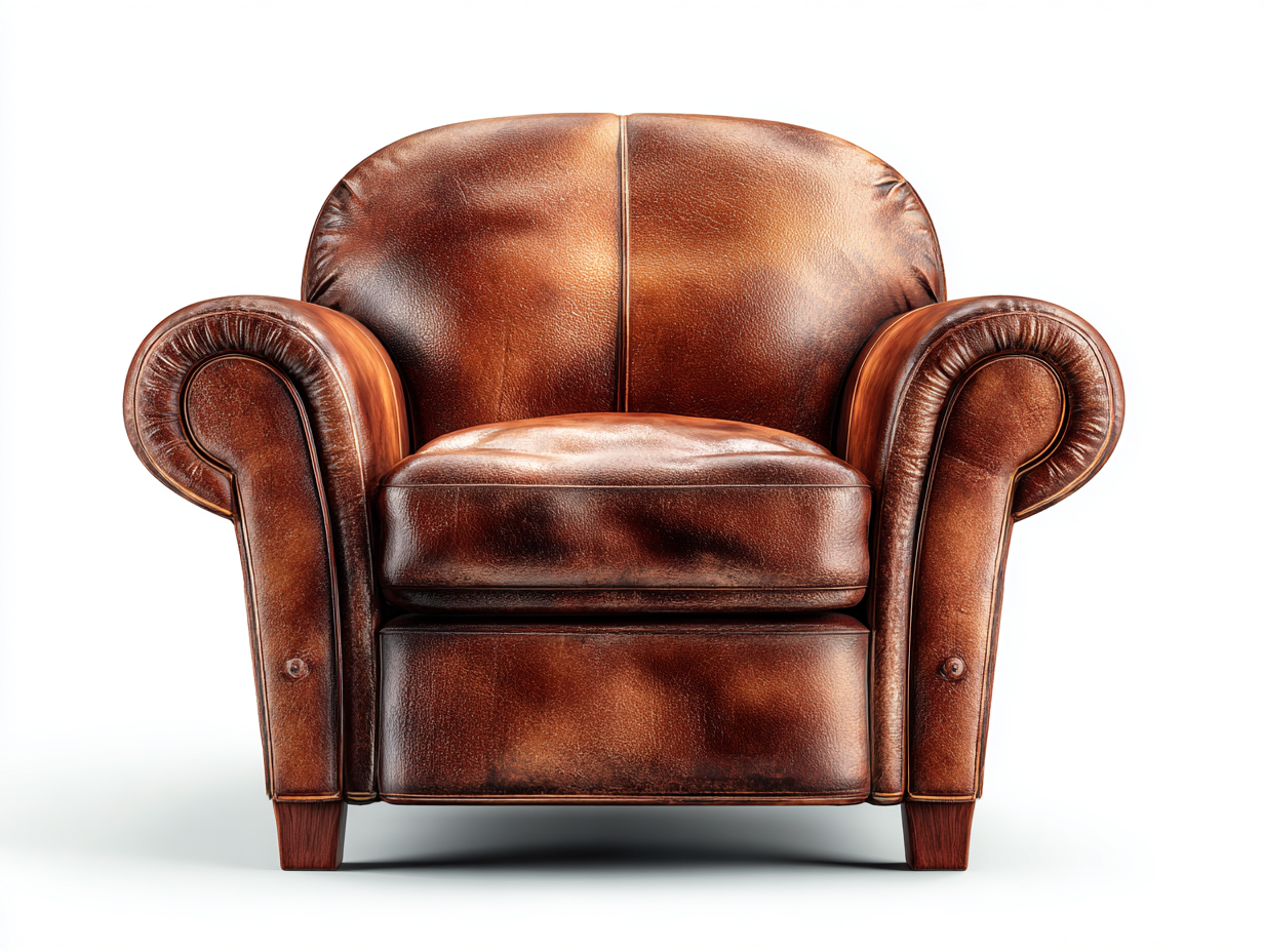 Fauteuil cuir véritable 95x88x92 cm - marron - style vintage