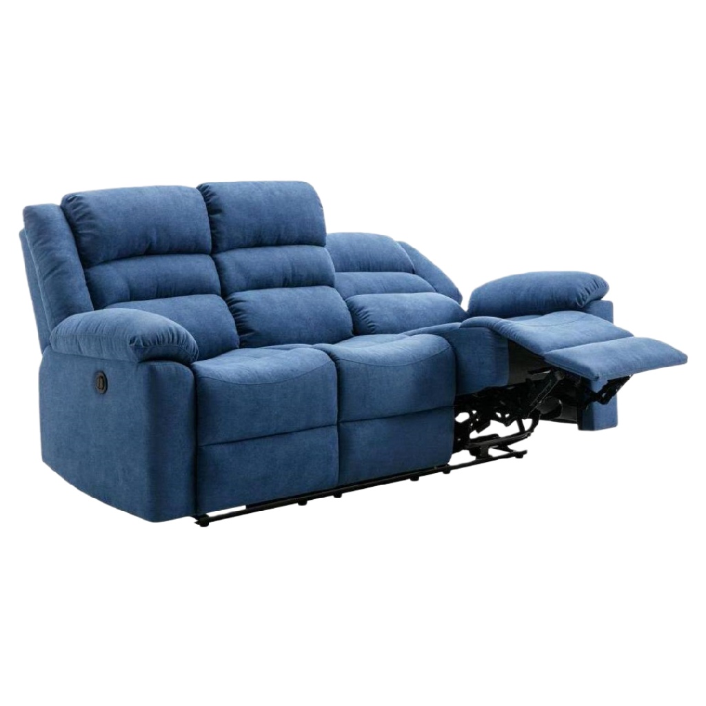Canapé relax électrique 2 places en tissu bleu – inclinaison réglable et assise ergonomique – confort premium