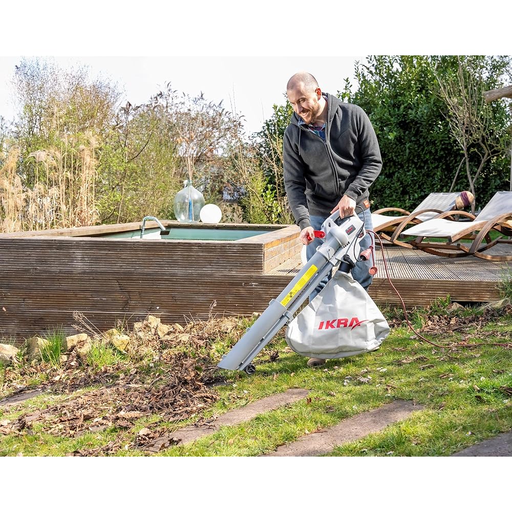 IKRA aspirateur-souffleur-broyeur électrique IBV 3000 3in1, Vitesse de soufflage 240 km/h, variateur de Vitesse : Jardin