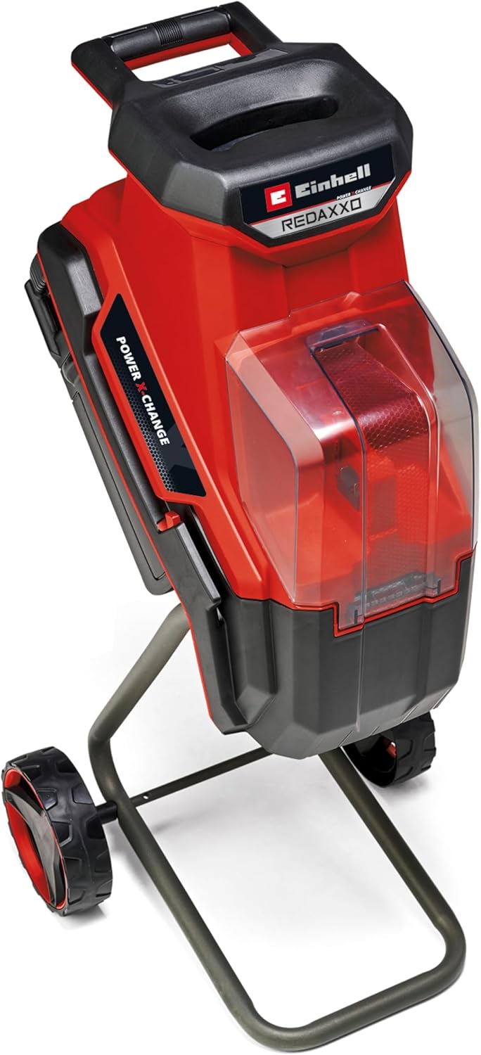 Einhell Akku-Messerhäcksler REDAXXO 36/25 Power X-Change (36 V, max. 25 mm Aststärke, 3 Wendemesser aus Stahl, 55 L Fangsack, Transportgriff, Stopfer)
