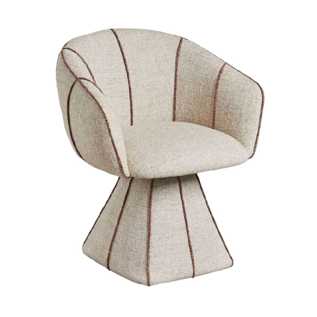 Chaise pivotante en tissu beige texturé – Design moderne et original