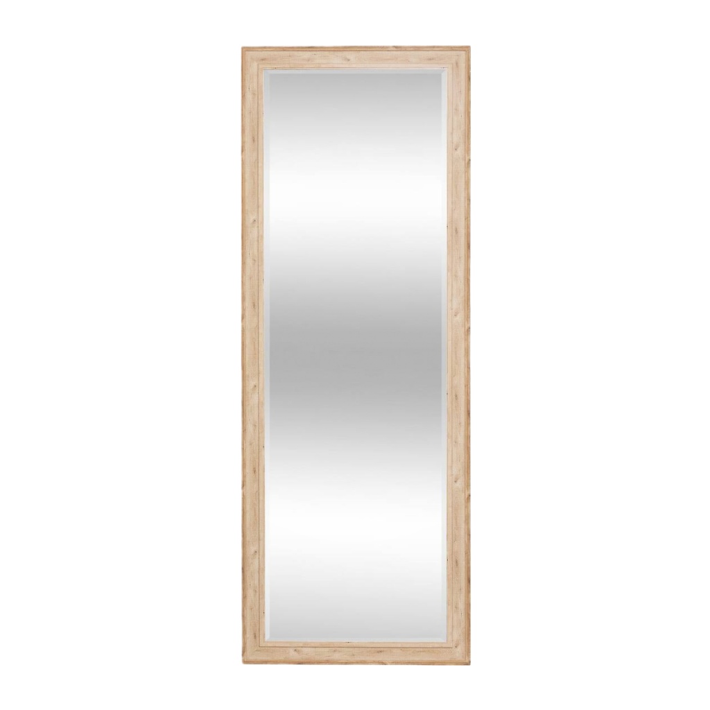 Grand miroir mural rectangulaire en bois naturel, style scandinave, 160 × 50 cm