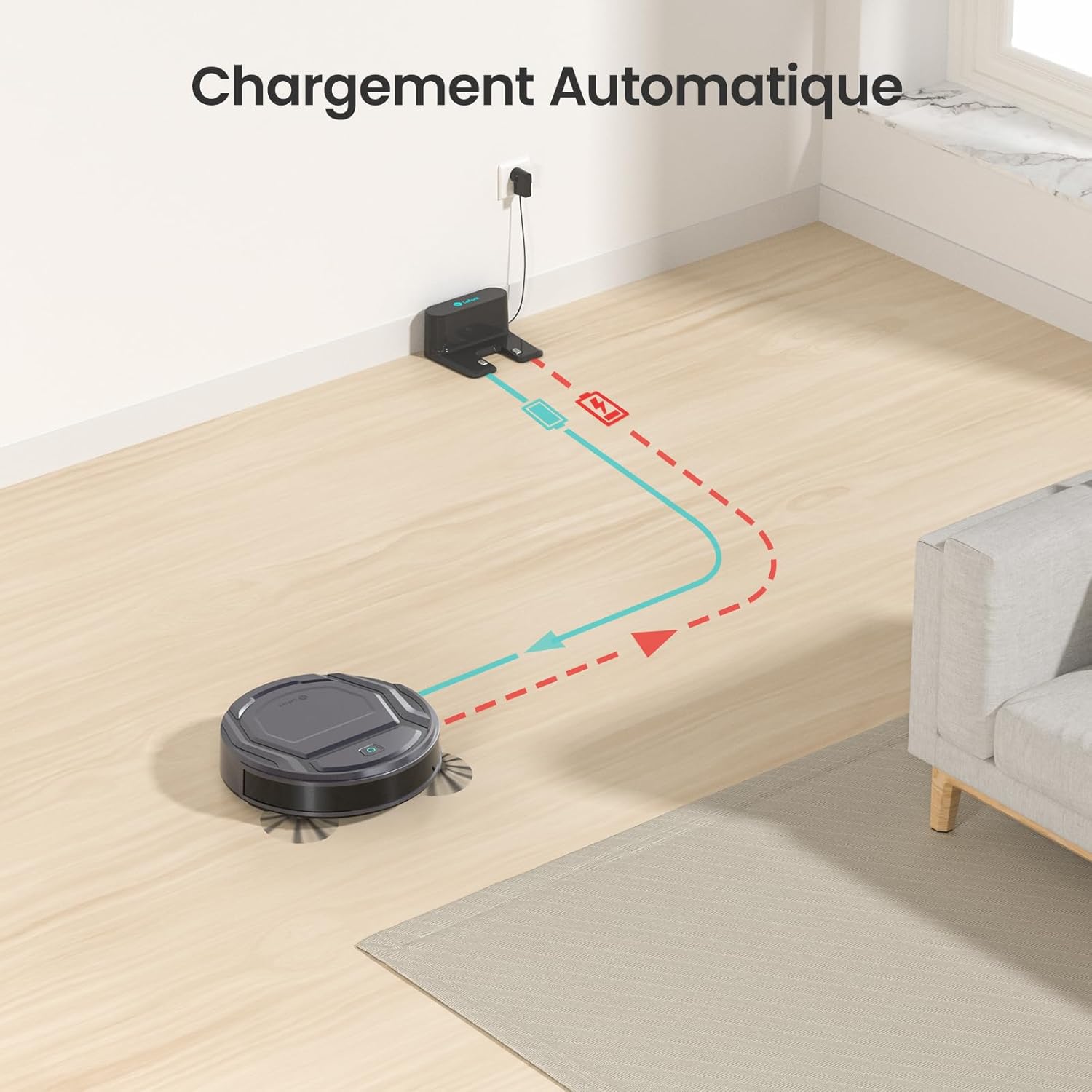 Lefant Aspirateur Robot avec Télécommande, 2200Pa Robot Aspirateur Connecté WiFi/Bluetooth/Alexa/App, Mince et Silencieux, Auto-Charge, 120min d'Autonomie, Idéal pour Poils d'animaux Sols Tapis M210P