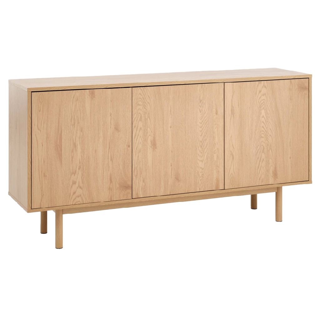 Buffet scandinave minimaliste en bois naturel — 3 portes, design épuré et moderne