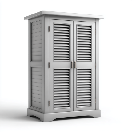 Armoire de rangement d'extérieur grise avec portes persiennes