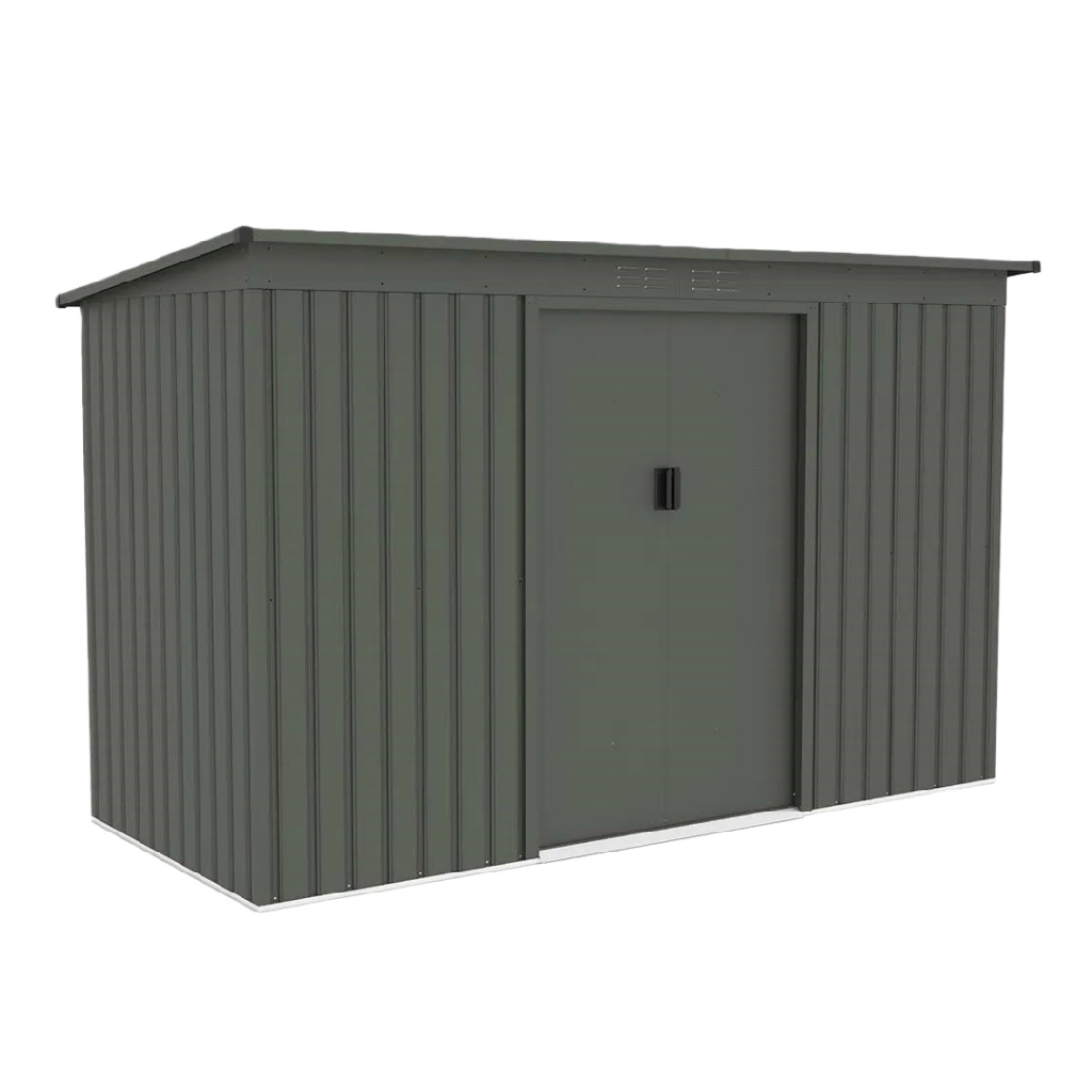 Abri de Jardin Métallique à Toit Plat – Couleur Vert Foncé