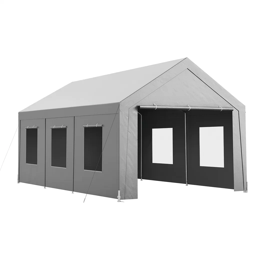 Tente de réception en PVC avec structure métallique grise