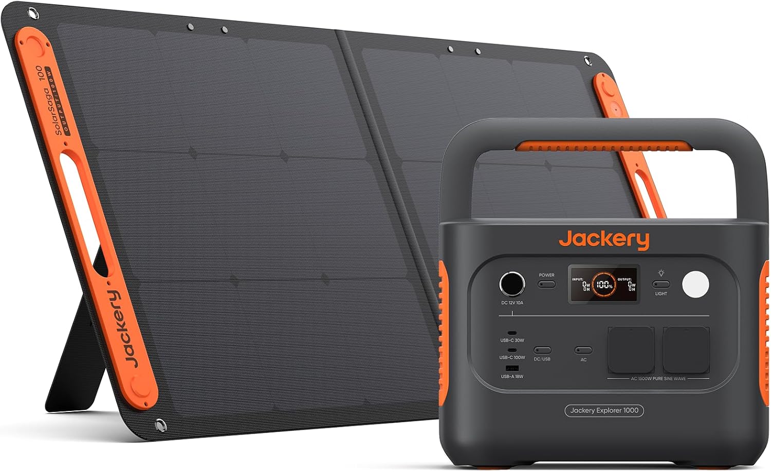 Jackery Explorer 1000 v2 Générateur Électrique Portable avec 100W Panneau Solaire, 1070Wh Batterie LFP, 1500W CA/100W USB-C Sortie, Charge Complète Rapide 1H via APP pour Plein Air,Camping-car,Urgence