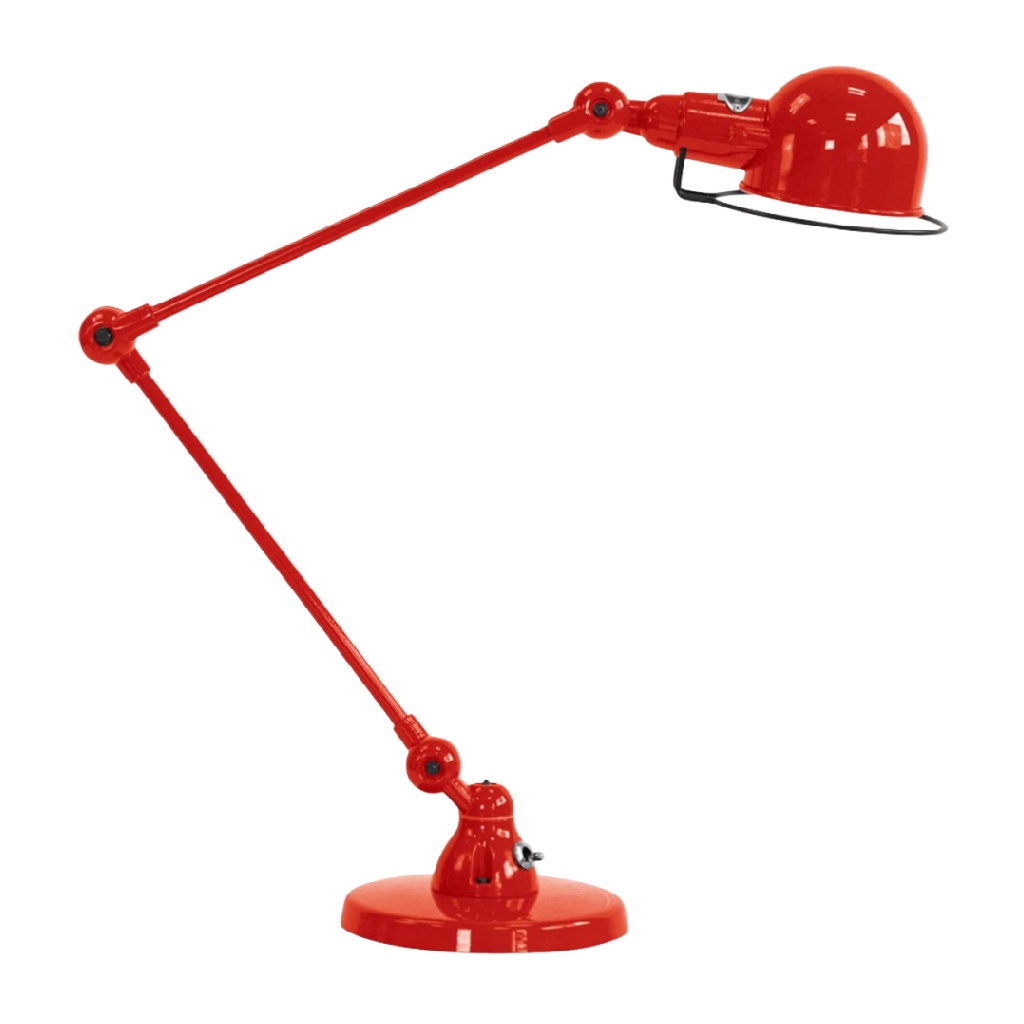 Lampe de bureau articulée en métal rouge – style industriel