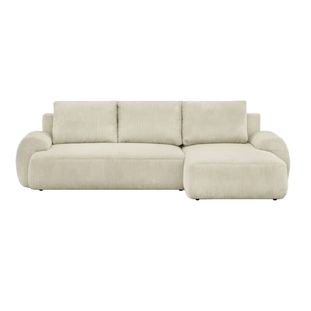 Canapé d’angle en velours côtelé beige – style moderne et confort moelleux